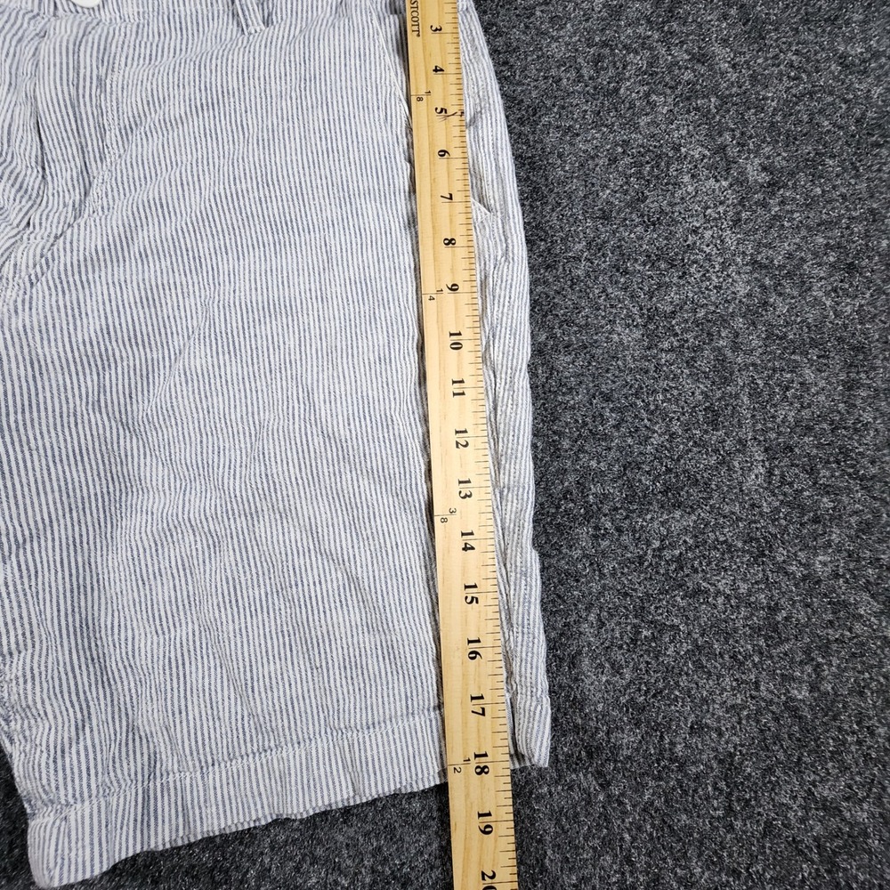 Express Linen Cotton Seersucker Shorts Mens 32 Blue White Striped Casual 90069 - Picture 8 of 8